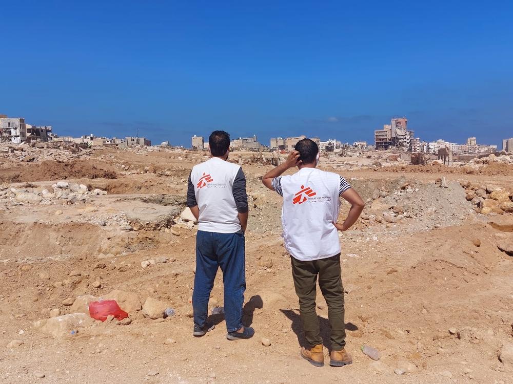 Arrivée sur le terrain de l'équipe MSF pour l'évaluation des besoins à Derna. 16 septembre, 2023. © MSF