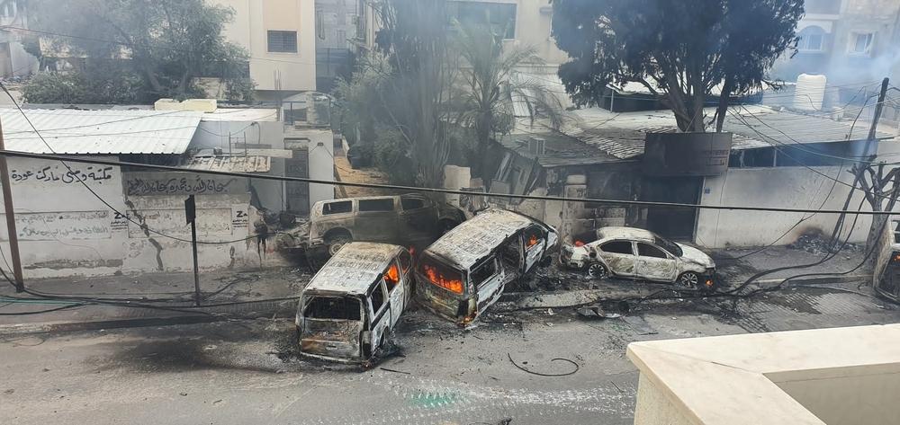 © MSFLes voitures de MSF détruites à Gaza par l'armée israélienne. Ville de Gaza, Palestine, 24 novembre 2023. © MSF