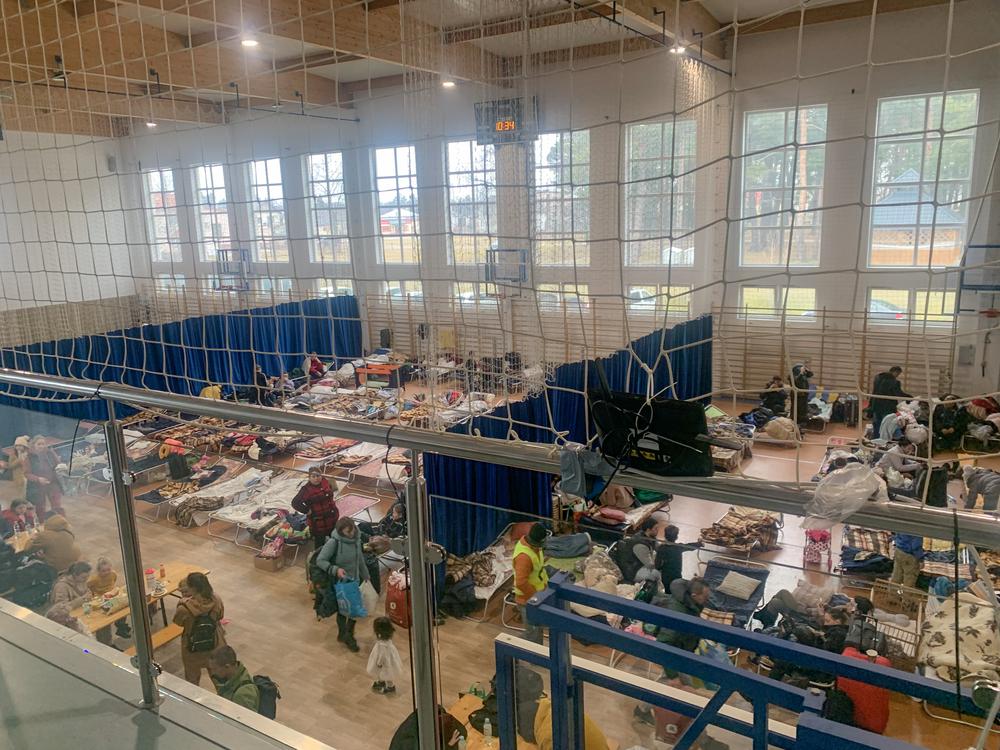 View of the reception centre at the crossing point in the town of Hrebenne, Poland. Photo taken by MSF staff during the needs assessment on 28 February 2022. 