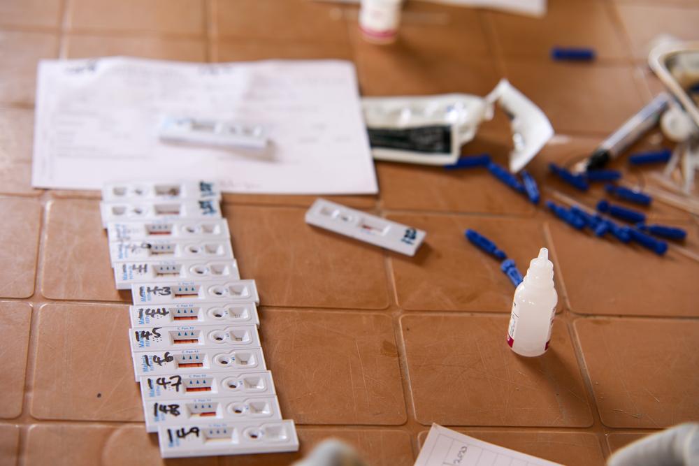 Kits de dépistage du paludisme à la clinique mobile de MSF dans le centre de transit zéro de Renk, dans l&#039;État du Haut-Nil. 