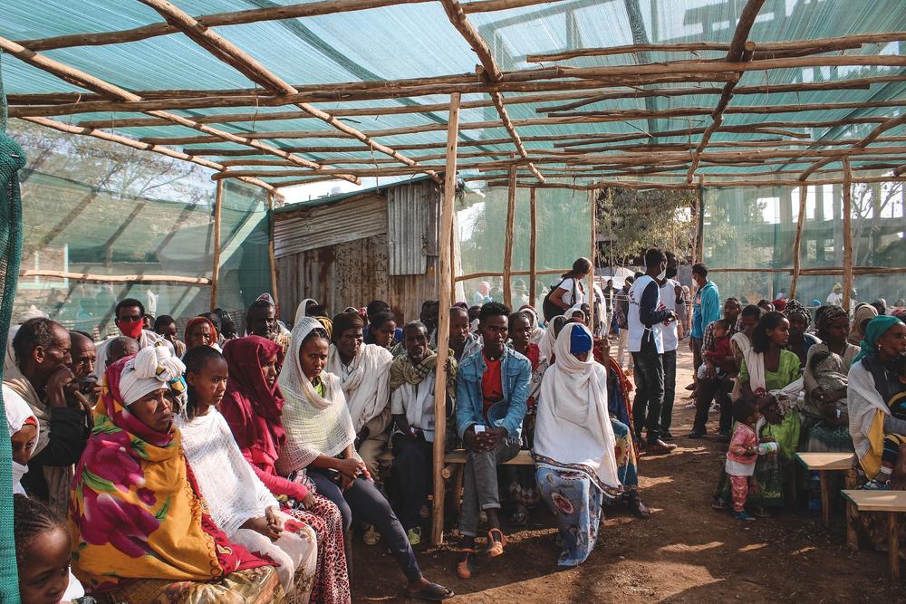 Zone d&#039;attente de la clinique MSF installée dans une école primaire de la ville de Shire, dans le Tigré, février 2021. 