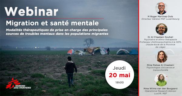 Visuel webinar migration et santé mentale, 20 mai 2021. MSF Luxembourg